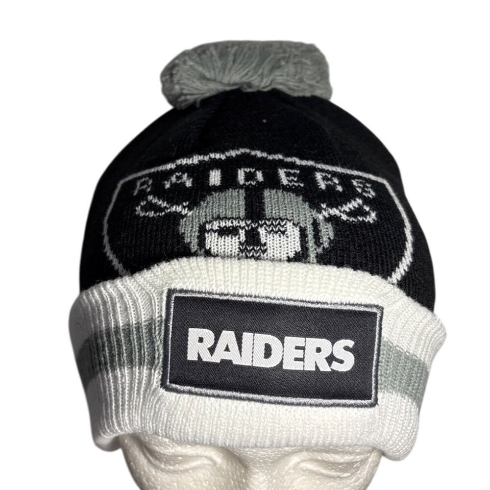 Raiders Hat Winter Beanie Cap Black White NFL Bud Light Football New